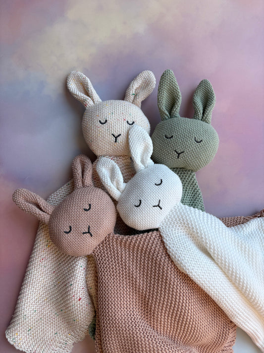 Personalised Hand-Embroidered Honey Bunny Organic Cotton Comforter