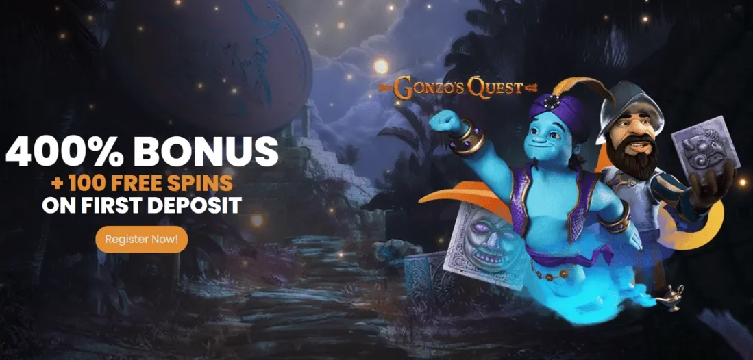 Golden Genie Casino 400% first deposit bonus plus 100 free spins