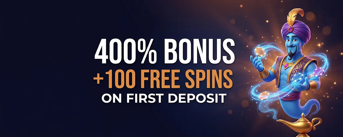 Golden Genie Casino welcome offer — 400% bonus and 100 free spins